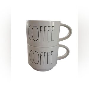 Rae Dunn Ceramic Stackable Coffee Cups 2 Pair